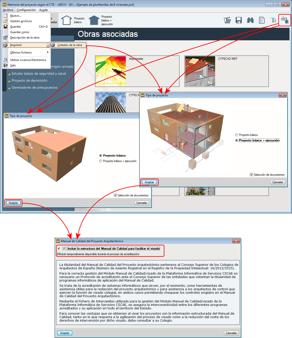 Memorias CTE. Incluir la estructura del Manual de Calidad para facilitar el visado